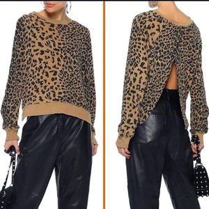 NWT Current Elliott Leopard Open Back Sweatshirt